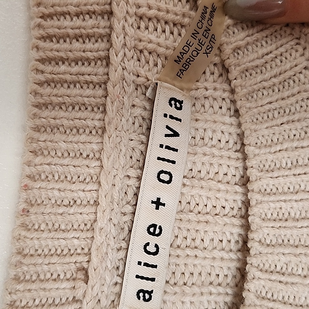 Alice + Olivia Multicolor Patchwork Cable Knit Sw… - image 2